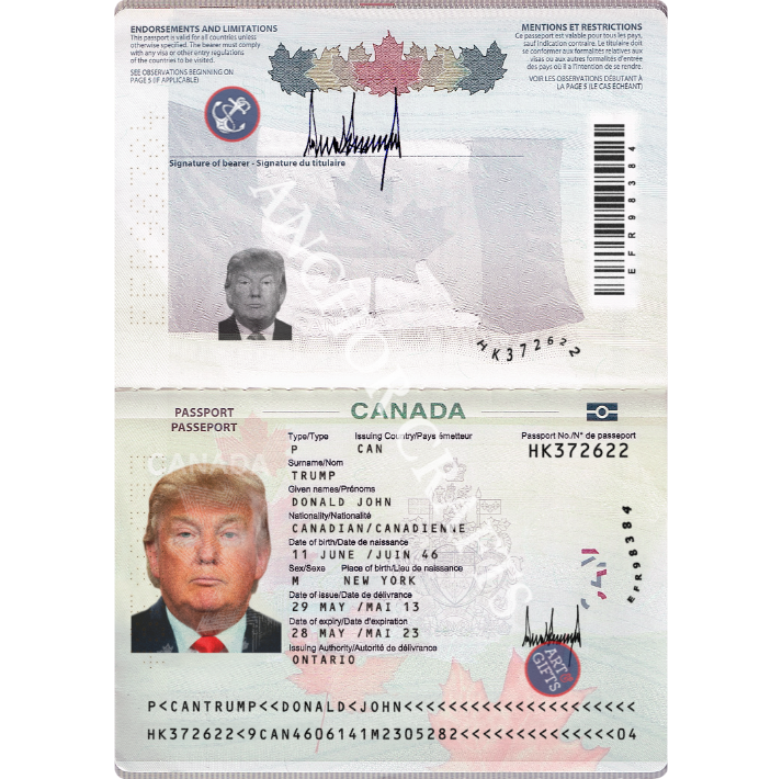 Canada Passport Fake Editable Template